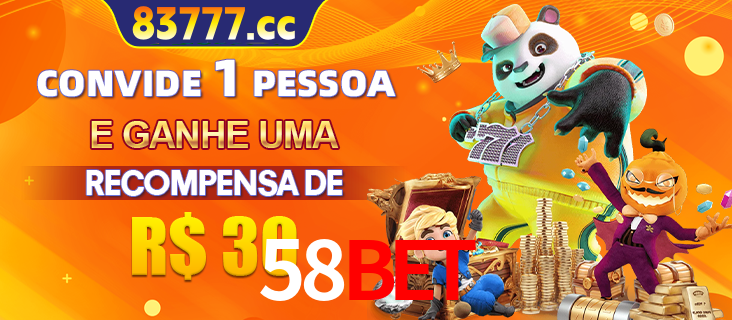 Banner institucional da 58BET sobre parceria de marcas e criação de uma marca de excelência, apresentando os mascotes de jogos populares como o Fortune Tiger.