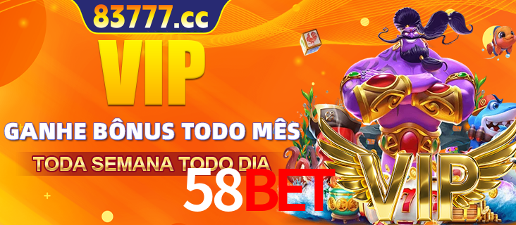 Banner promocional do 58BET oferecendo 100% de recompensas adicionais contínuas para quem fizer o login diário (Daily sign-in), com um mascote de coelho.
